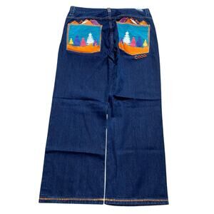 Vintage Y2K Coogi Jeans Embroidered Tree Landscape Back Pockets Mens 40x34